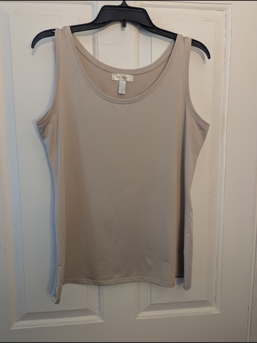 dressbarn Neutral Scoop Neck Tank Top in Light Taupe